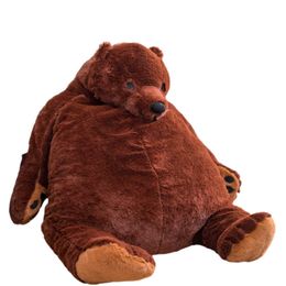 100cm Brown Djungelskog Bear Plush Toys Soft Stuffed Animal Plush Bear Toy Cushion Doll for Girl Soft Pillow H1025