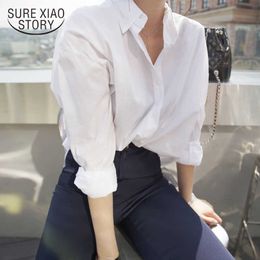 Arrival Women Solid Turn-down Collar White Shirt Batwing Sleeve Button Up Long Blouse Korea Style Feminina Blusa 11274 210528