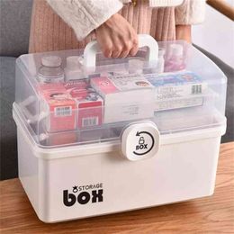 Plastic Tier Medicine Boxes Storage Box Large Capacity Drawer Sundries Organiser Folding Chest First Aid Kit 210922