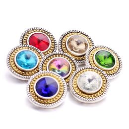 Rhinestone Painting Gold Silver Snap Button Heart Charms Jewellery findings 18mm Metal Snaps Buttons DIY Bracelet jewellery wholesale