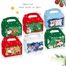 12pcs/set 3D Christmas Treat Boxes Paper Gift Box Candy Cookie Wrapping Elf Santa Snowman Reindeer HH21-844