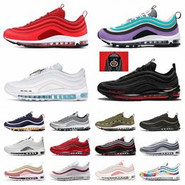 Satan Luxury Outdoor Shoes 97 Mens Womens MSCHF x INRI Jesus Sean Wotherspoon 97s Triple White Black Silver Bullet Purple Bred Reflective Sail Trainers Sneakers 36-45