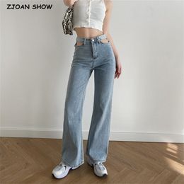 Primavera 90s vintage oco out alta cintura jeans mulheres mamã jeans calças soltas rua larga perna longa calças longas 210429