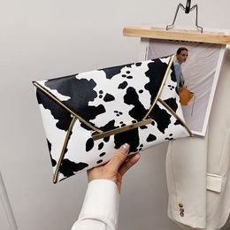 5pcs Stuff Sacks Women PU Leopard Cow Prints Hasp Envelope Clutch Bag Mix Color