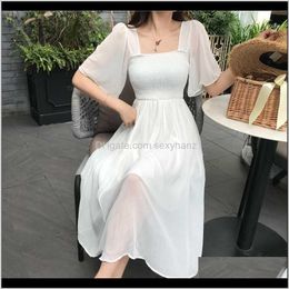Party Dresses Rugod Summer Chiffon Women Casual Square Collar Butterfly Sleeve Pleated Dress Aline Fairy Temperament1 Tmyck Czpl2