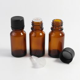 10ml Mini Amber Glass Essential Oil Bottle Empty Sample Vials Brown Refillable Bottles with Orifice Reducer & Cap W0296