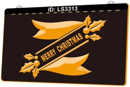 LS3313 Merry Christmas Happy Year 3D Engraving LED Light Sign Wholesale Retail