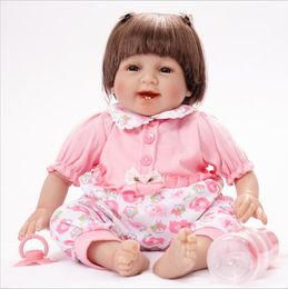 22 Inch Silicone Smiling Reborn Babies Toy Handmade Born Girl Doll Looking Real Baby Reborns Kids Birthday Xmas Gift