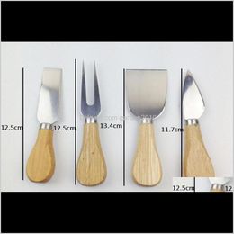 Knives 4Pcsset Cheese Useful Tools Set Oak Handle Knife Fork Shovel Kit Graters For Cutting Baking Chesse Board Sets Ya1120 Mcu0T Dbnmo