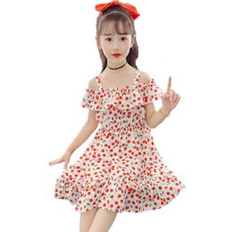 Dress Girl Cherry Pattern est Kids es Summer Costumes For s 6 8 10 12 14 210528