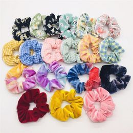 Velvet Hair Scrunchies Zipper Women tie dye Scrunchy Elastic Hairbands Girls Flower Plaid Headwear Ponytail Holder M3677