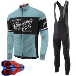 2021 Morvelo team Men Cycling long Sleeves jersey bib pants sets Factory direct sales autumn mtb bike outfits bicycle clothing Sports Uniform Y21052504