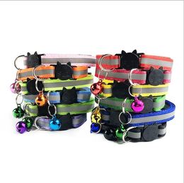 Dog Collars 10pic/set Reflective Black Head Safety Collar Cat decorate Pet Bell Neck decoration 2022