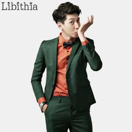(Jacket+pant+tie) Mens Formal Wedding Autumn Suits For Men Costume Homme Slim Fit One Button Clothes Blazer Masculino Green S310 X0909