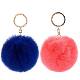 60pcs Pompom Keychain Bulk Pom Balls Fluffy Keyring Women Keychains for Car Bag Keys Accessories Faux Rabbit Fur Key Chain H0915