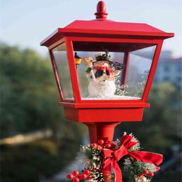 Christmas Electric Snow Music Street Lights Iron Christmas Decoration Metal Snow Street Lights Emitting Xmas Outdoor Ornaments 211109