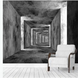modern wallpaper for living room Three-dimensional extended space corridor background wall