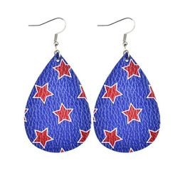 1 Pair/10 Pairs Dangle Earrings All-match American Flag Faux Leather Stars Stripes Patriotic Dangle Earring Fashion Jewelry Q0709