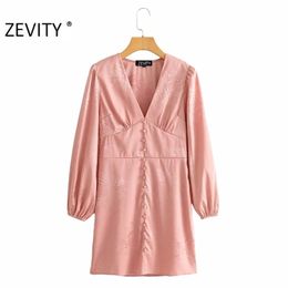 Women Vintage sexy deep v neck buckles decoration slim mini dress Ladies lantern sleeve Vestido Chic retro Dresses DS4318 210420