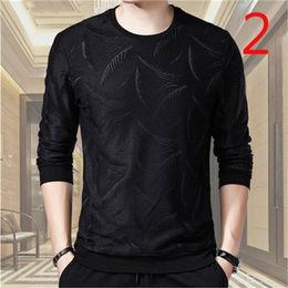 Long-sleeved T-shirt men's thin section half-high collar Korean version of Slim solid Colour 210420