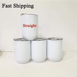 12oz Sublimation Straight Wine Tumbler Mugs DIY Blank Vacuum Beer Glass Stainless Steel Milk Cup Creative Gift for Friend