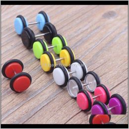 & Tunnels Drop Delivery 2021 Man Stud Screw 100Pcs 9 Colour S Of Cheater Faux Fake Ear Plugs Gauges Tapers 16G Earrings Body Jewellery 93Guq