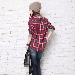 Wholesale- Womens Casual Tops Crew Neck T-shirt Plaids Cheque T-Shirts Long Sleeve T-Shirts1