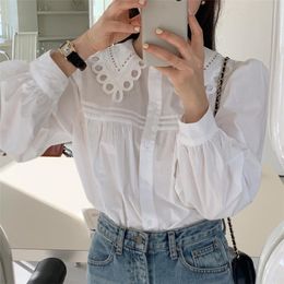 White Fashion Prom Office Lady Shirts Summer Comfortable Casual Oversize Korean Party Loose All Match Tops 210421