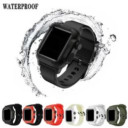 Waterproof Cover Cases With Band Straps Watchbands for Apple Watch iWatch 40 42 44mm Sport Wristband Bracelet Strap