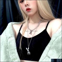 Other Fashion Aessories Steel Double-Layer Net Red Rabbit Necklace Hip-Hop Pendant Sweater Chain Women Autumn And Winter Long Style Versatil