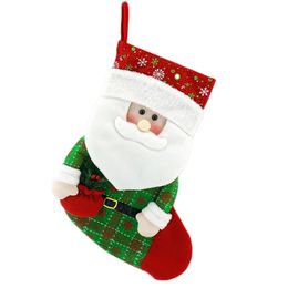 Christmas Tree Stockings Santa Claus Gift Candy Sock Elk Snowman Pattern Socks Pendant Xmas Trees Decoration Hanging BH4953 TYJ