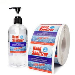 Customised Waterproof Vinyl Hand Sanitizer Packing Sticker Label Rolling Packaging Adhesive Printed Stickers