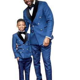 2022 Newest Boy's Formal Wear Royal Blue Children Weddings Suits Boy Outfits Wedding Dinner Birthday Party Suit (Jacket +Pants+Bow)