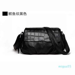 Shoulder Bags Korean Version of Pattern Leather Women's Top Layer Cowhide One-shoulder Crossbody Flap Bag 29*10*20