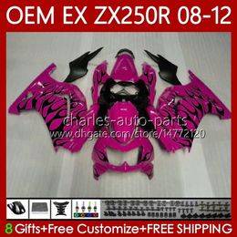 OEM Injection For KAWASAKI NINJA EX ZX 250R Pink Flames EX250 ZX250 R Fairing 2008-2012 81No.191 EX-250 ZX250R EX250R 2008 2009 2010 2011 2012 ZX-250R 08 09 10 11 12 Bodys