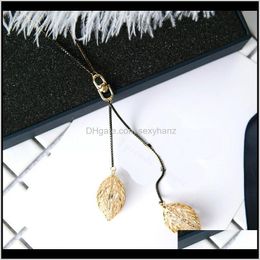 Pendant & Drop Delivery 2021 Classic Leaf Tassel Long Necklace Women Bijoux Fashion Black Chain Necklaces Pendants Jewellery Gifts Fvutc