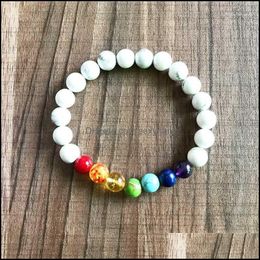 Beaded, Strands Bracelets Jewellery High Quality Howlite Stretch 7 Chakra Bracelet Healing Energy Wrist Mala Nce Chakras Yoga Bracelets1 Drop