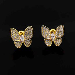 2021 Luxury Jewellery Exquisite Copper Inlaid Butterfly Full Diamonds Earrings Simple Fashion Accessories For Women Daily