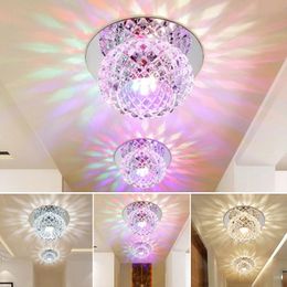 brushing stainless steel Canada - Ceiling Lights 5W LED Downlights Crystal Lamp Spot Light With 110V-220V Indoor Bedroom Aisle Decoration