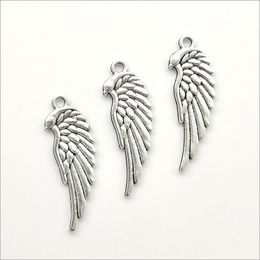 Lot 50pcs Angel Wings Tibetan Silver Charms Pendants for jewelry making Earring Necklace Bracelet Key chain accessories 33*12mm DH055