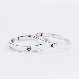 -2 Parte / set prata cor par anéis moda noiva goma jóias de jóias sol lua aniversário para melhores amigos