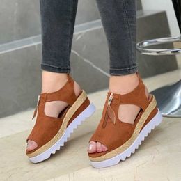Summer Sandals Women Solid Color Open Toe Casual Ladies Flats Non-Slip Zipper Vintage Female Shoes 2021 Fashion Femme Y0721