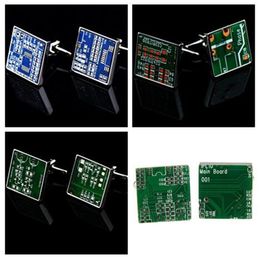 10pair/lot Green/Blue Board Cufflinks PCB Circuit Card Cuff Links Men's Jewelry Accessory Whole