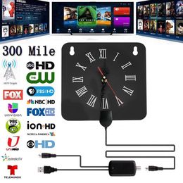 OEM Digital TV Antenna Indoor 300 Miles Alarm Clock Style With Signal Amplifier Booster HDTV Antena Local Channel Broadcast Clocks Antennas aerial