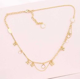 2021 Fashion style Top quality charm necklace and bracelet with flower shape design women wedding Jewellery gift have stamp box PS4558
