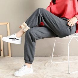 BEFORW Winter Women Cotton Thickening Lmitation Lamb Hair Warm Sweatpants Casual Comfy Leisure Trousers Pants 210915