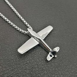 Pendant Necklaces Fashion Hip-Hop Stainless Steel Gold-Plated Aeroplane Personality Casual Necklace Rock Party Jewellery For Men