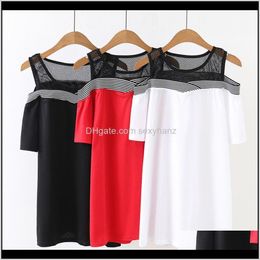 T-Shirt Tops & Tees Womens Clothing Apparel Drop Delivery 2021 Oversize T Spring Summer Big Women Long Tee Shirt Short Sleeve Ladies Patchwor