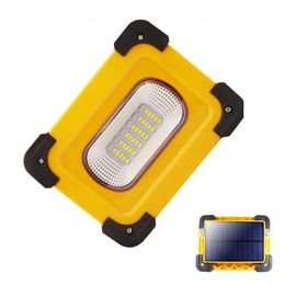 XANES® 30A 60W 1200LM Solar/USB Rechargeable COB LED Work Light Magnetic Floodlight Spot Flashlight Power Bank - Yellow