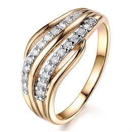 Womens Rings Crystal New fashion wedding ring Jewellery rose gold engagement micro set zircon Lady Cluster styles Band